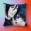 Black Butler Ciel and Sebastian  Pillow cover Soft Microfiber Pillowcase Home Sofa Decor Surprise Decorative printed