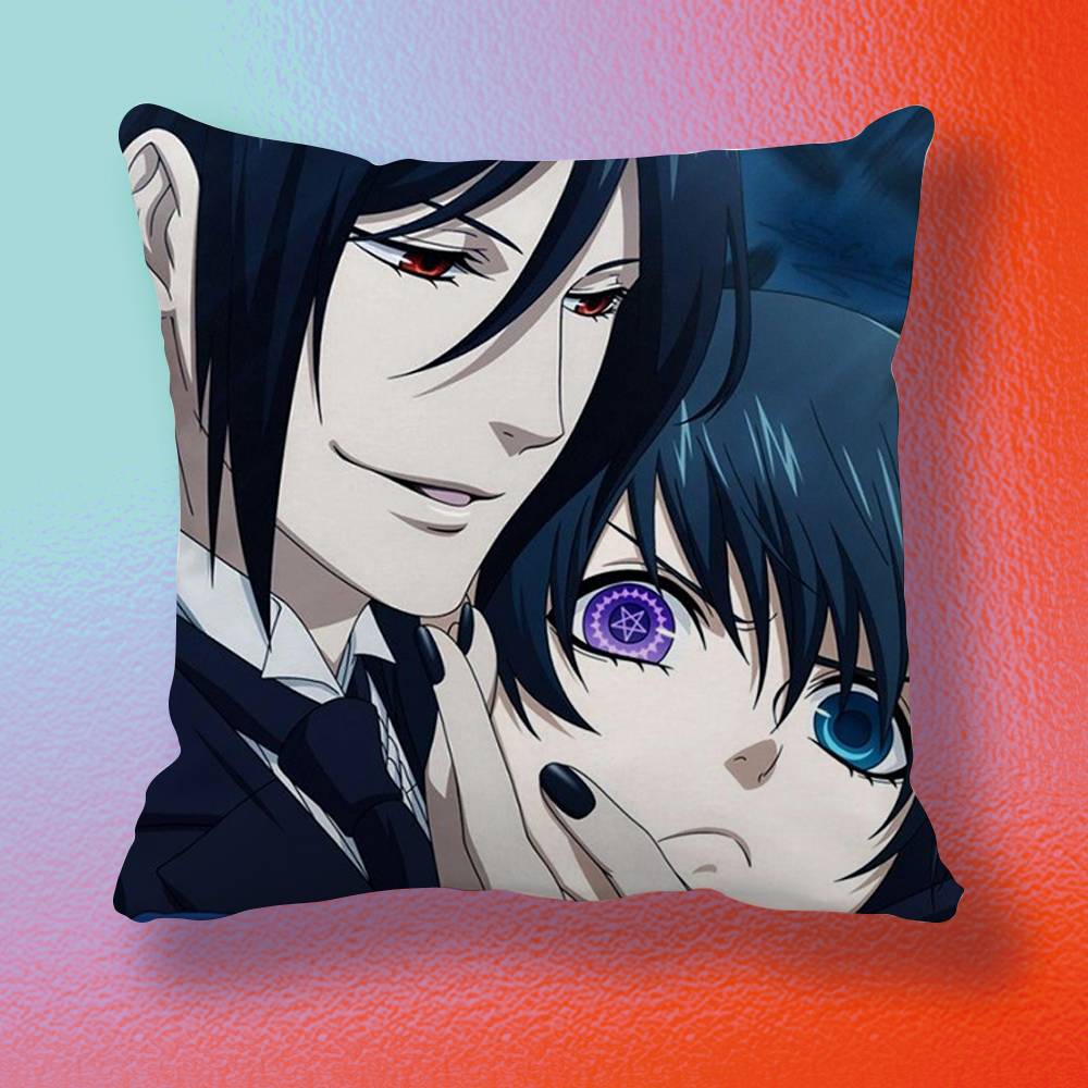 Black Butler Ciel and Sebastian Pillow cover Soft Microfiber Pillowcase Home Sofa Decor Surprise Decorative printed