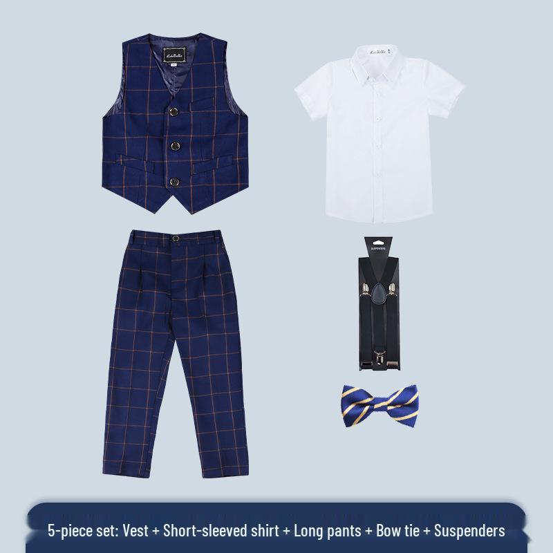 Jungen Plus Size Karomuster Weste Set - Formelle Hochzeits- & Auftrittskleidung 2023