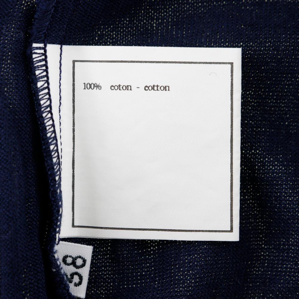 CHANEL Short sleeve knit P06382 96P Navy blue cotton Women Used