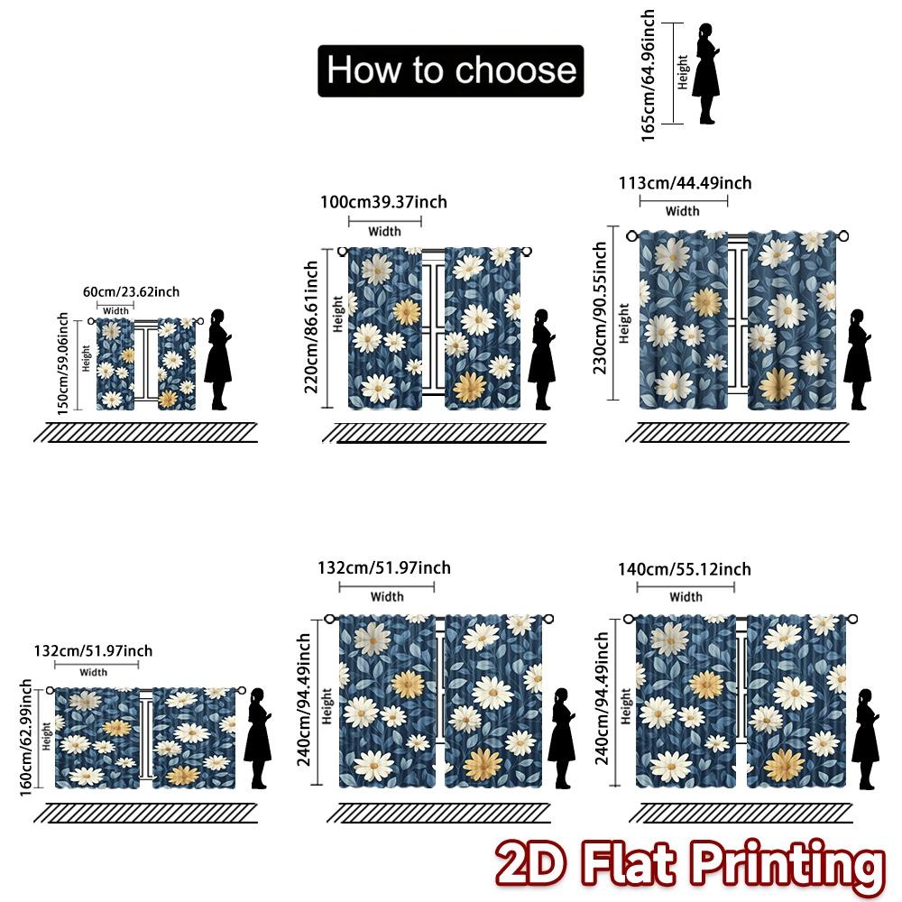 Flat Printing Curtains Without Rod Floral Spring Design Easter Festival Popular Drapes Durable Polyester Curtain Set Of 2 Made Washable