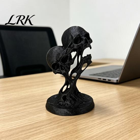 Abstract Fluid Skull Statue Integrated Molding Process Figure, 3D Printed Double Art Ornament, Personalized Desk Decor Statue, Dark Style Decoration