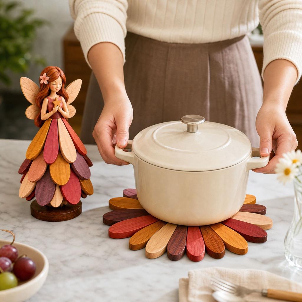 Flower Shaped Foldable Heat Trivet for Kitchen Countertop and Dining Table