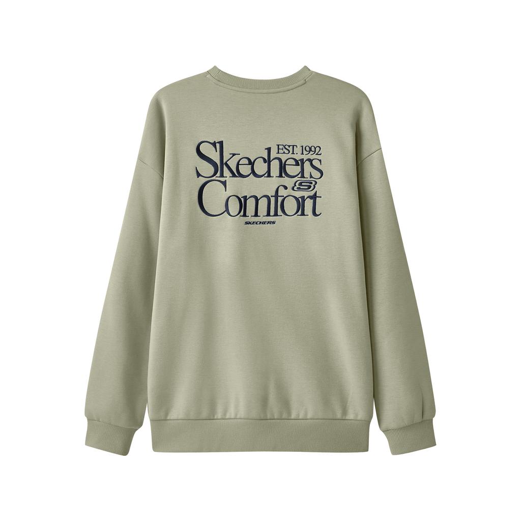 Skechers Sports Alliance Series Simple College Knitted Embroidered Pullover Sweatshirt Unisex Sweatshirt Laurel-Oak Gray L324U106-04AU