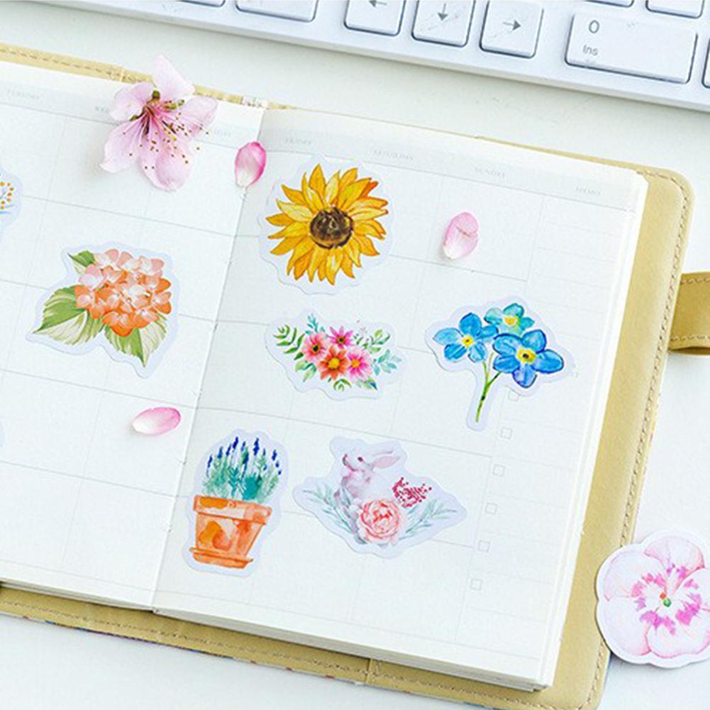 45pcs/set Kawaii Journal Cute Diary Flower Stickers Scrapbooking Stationery Decoration