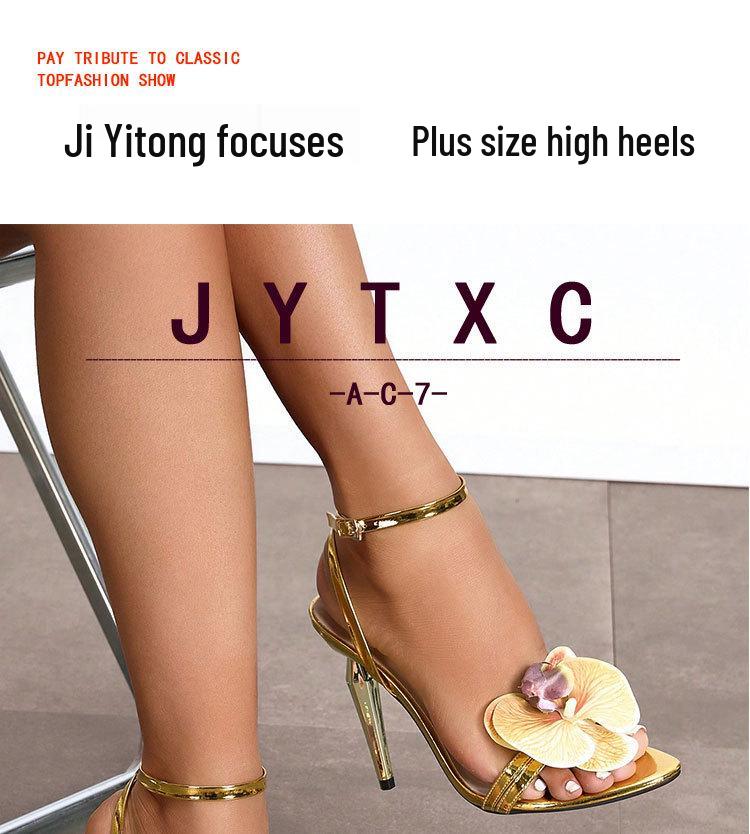 Women's 3D Floral Ankle Strap Stiletto Sandals - Fashion Party High Heels