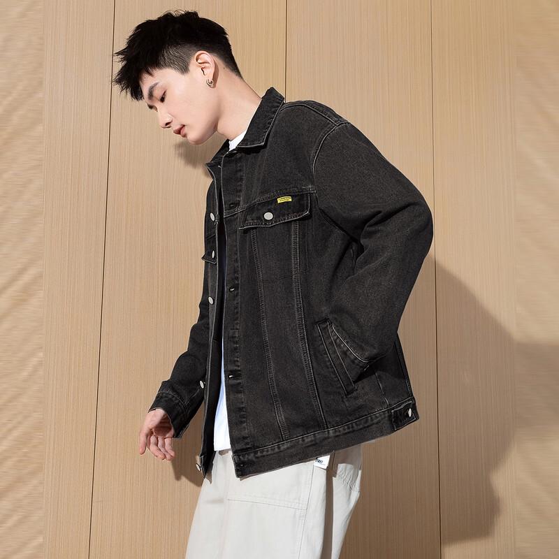 TonLion 2025 Spring Men's Lapel Hem Detail Denim Jacket