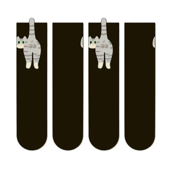 Cute Cat Socks with Balls for Women 3D Funny Cat Socks with Fuzzy Balls Novelty Animal Crew Cotton Sock for Cats Lovers