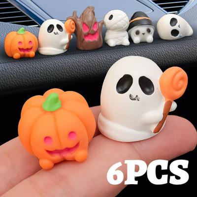 Halloween Creative Elf Car Ornaments Car Dashboard Center Console Pumpkin Ghost Mummy Ornament Car Interior Decor Accessories