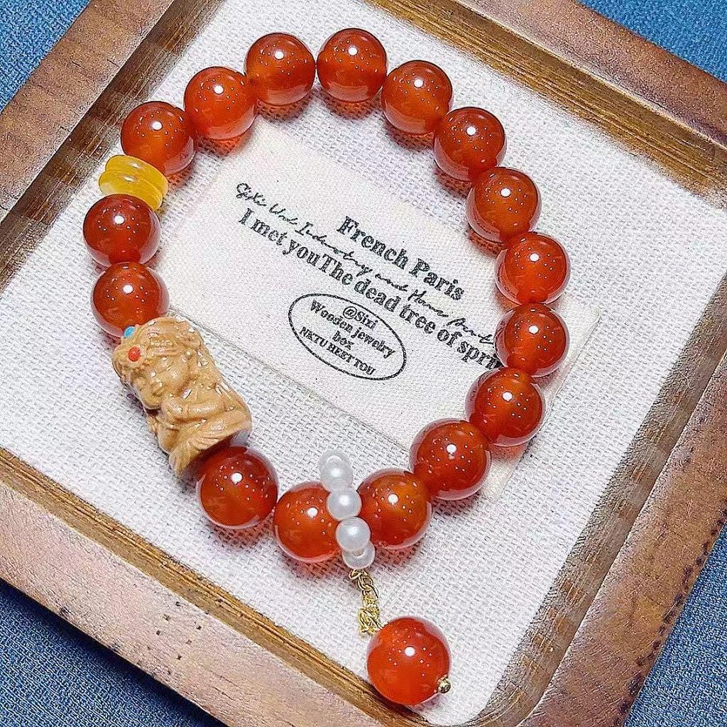 Red Agate Zhakilam Bracelet - Chinese Style Original DIY Design