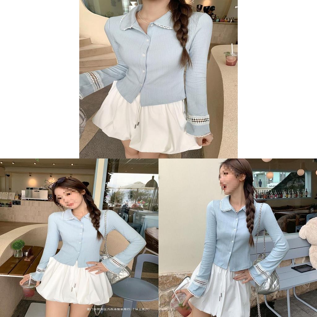 T Shirt Women Oversize Blue Neck Pure Cotton Casual For Spring
