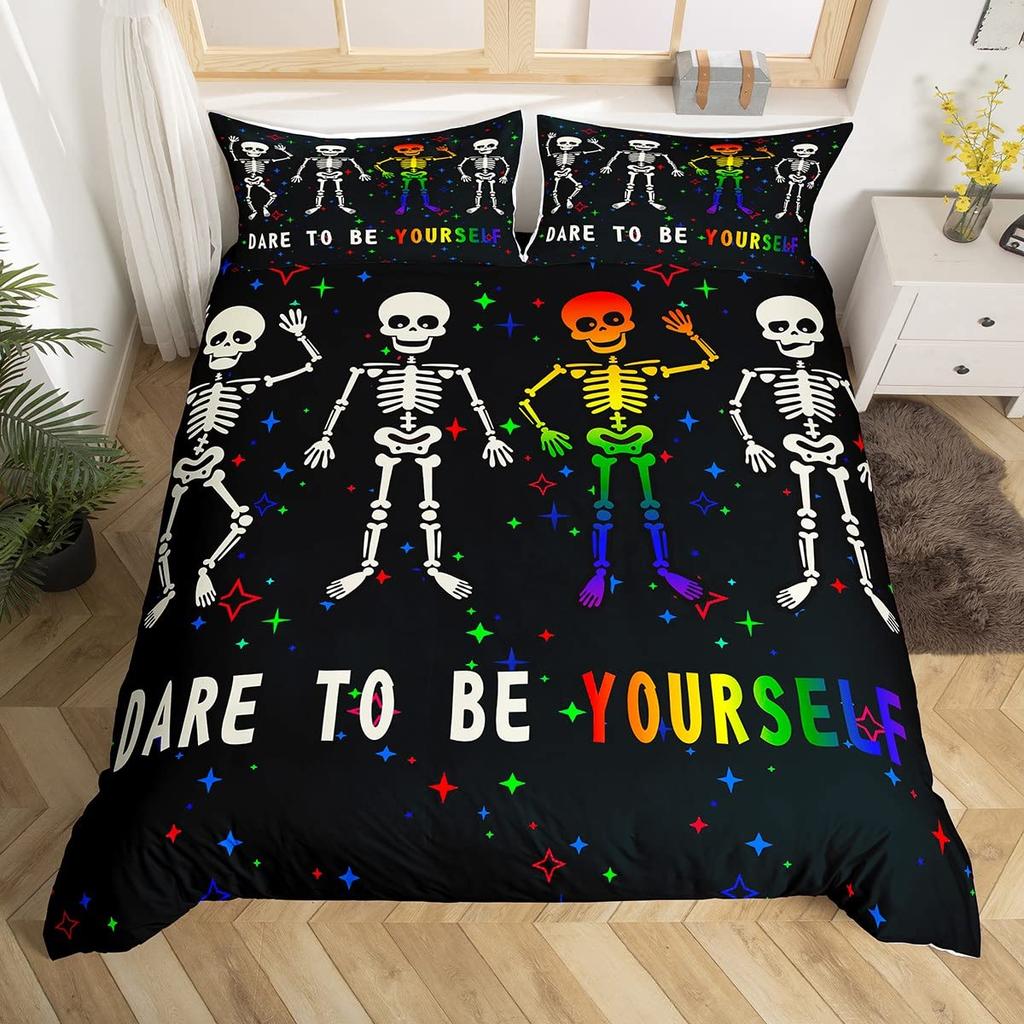 Love Is Love Duvet Cover Rainbow Bedding Set Pride For Love Theme Romantic Comforter Cover Colorful Cartoon Car Bedspread Cover