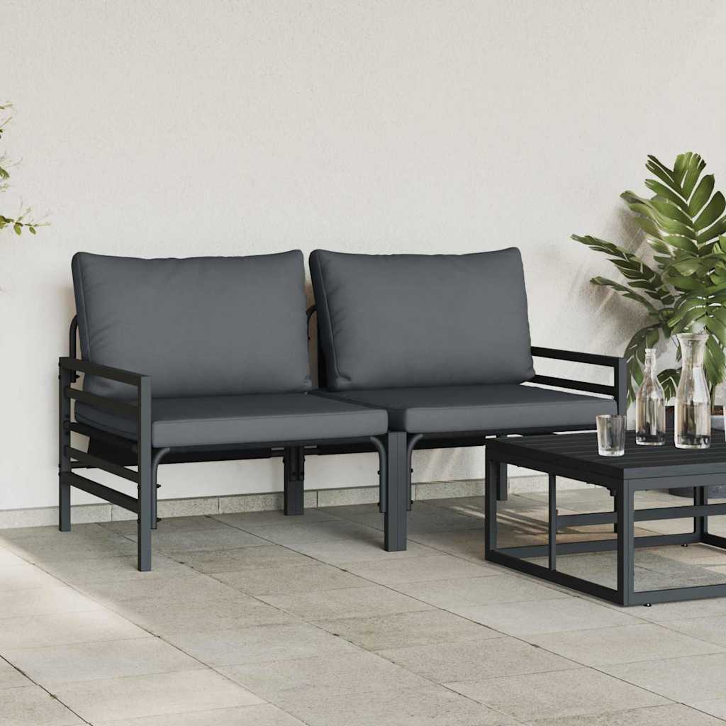 Garden Furniture with Cushions 2 Pieces Anthracite 80 X 80 X 71 Cm Steel