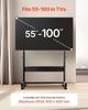 VEVOR Rolling TV Stand, Mobile TV Cart for 55-100 Inch Screens, Height Adjustable Portable Monitor Stand with Tray
