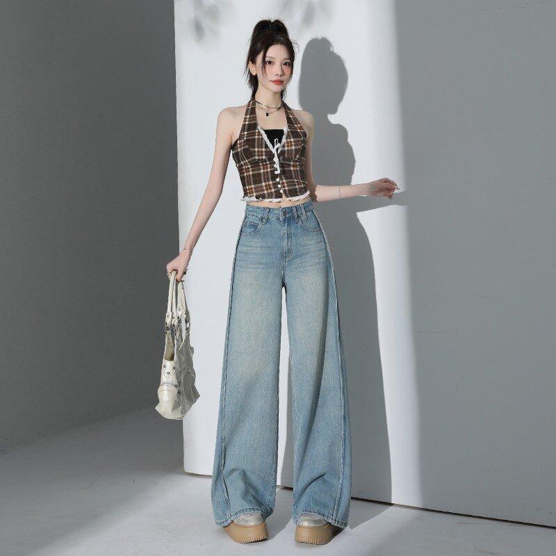 Tennis Jeans for Women, Summer Wide-leg Pants for Women, Summer High-waist Thin Loose Wide-leg Jeans for Women, Women, Slim