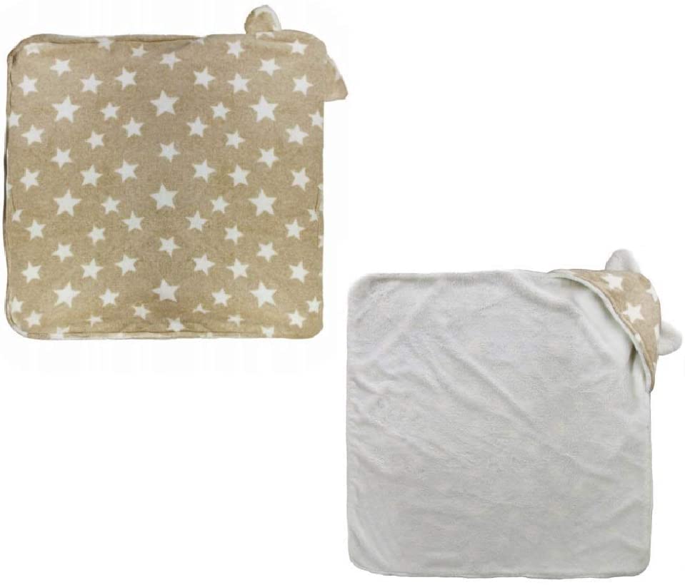 CREDIBLE Baby Cute Star Print Swaddle and Baby Bib Set of 6 for Toddlers with Original Merchandise BM0244A Bathrobe, (Brown, Girls' Set)