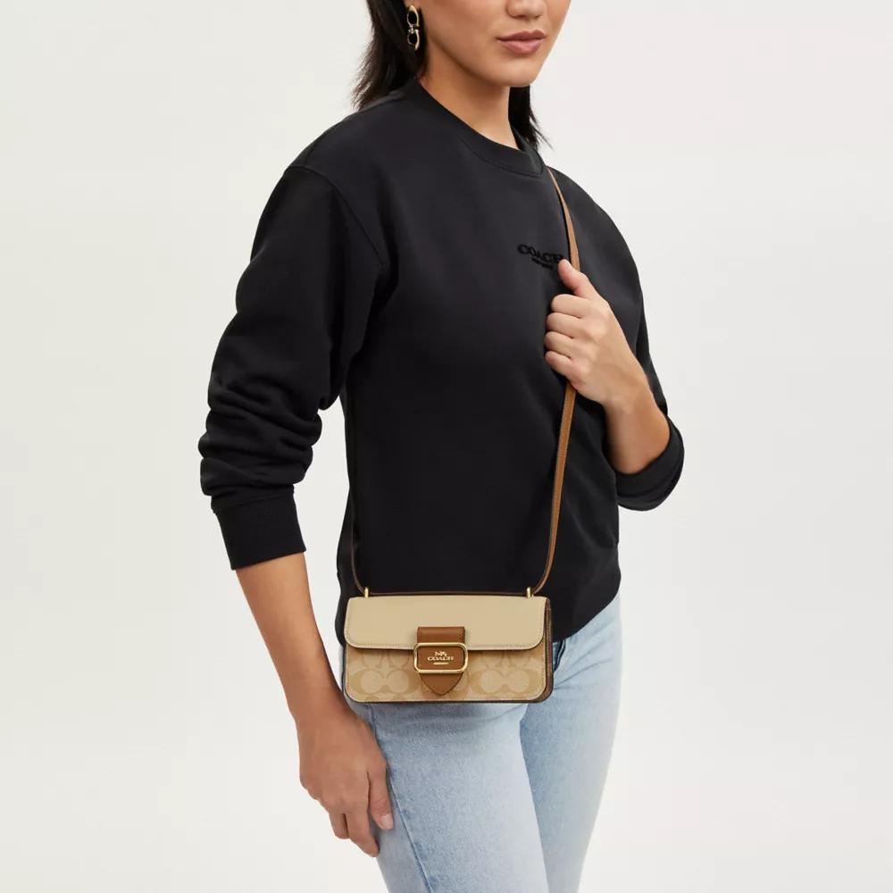 COACH Morgan Coated Canvas Shoulder Bag, Crossbody Bag Small Women's Light Khaki CR254-IMWQ4