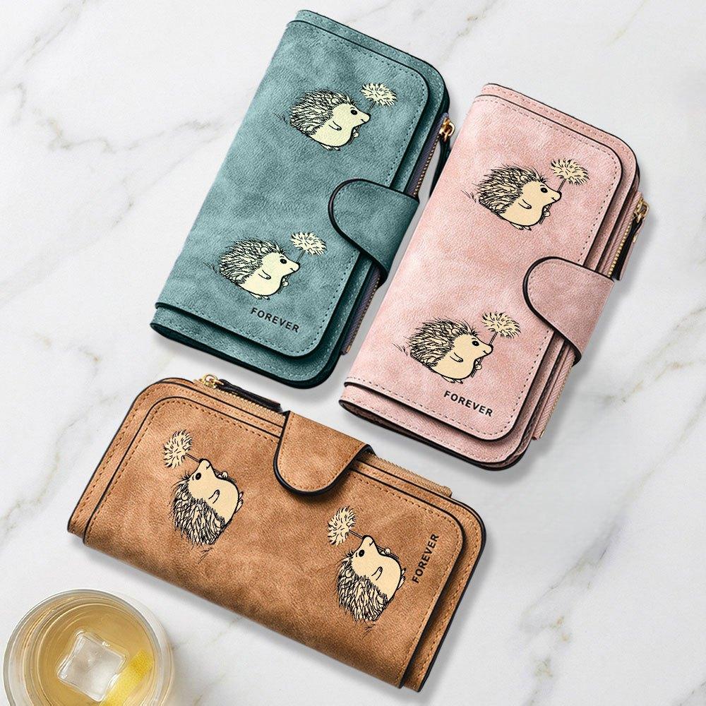 Cute Hedgehog Dandelion Print Long Wallet For Women Multifunctional Portable Clasp Coin Purse Large Capacity Daily Commuting Casual Travel Versatile