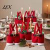Festive Party Souvenir Bags Christmas Santa Pants Gift Bag, Red Plush Candy Tote with Handles Holiday Window Display Props for Wine Bottle,