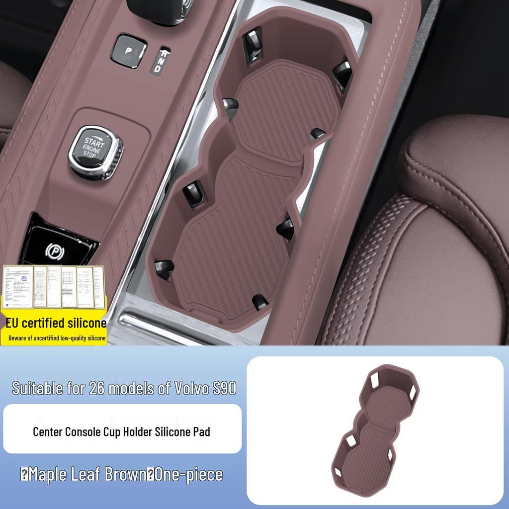 Volvo S90 2026 Center Console Silicone Mat with Wireless Charging and Cup Holder - Interior Upgrade.