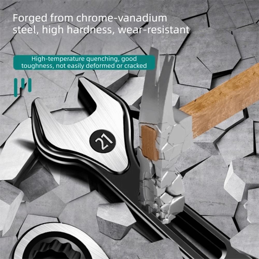 Durable 6-15mm Dual-purpose Wrench Anti Slip Labor-saving Combination Ratchet Wrench Spanner Repair Tool