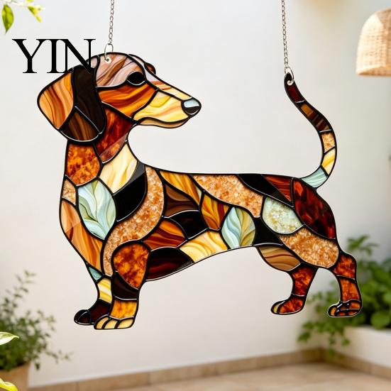 Einzigartiges Geschenk für Freunde Dackel Hängendes Ornament, Acryl Fenster Sonnenfänger, Niedliche Fänger Dekoration Fenster Hund Haus Zimmer Dekor, Veranda
