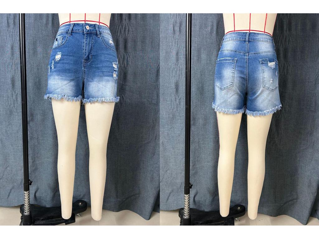 2025 Women's Low Waist Ripped Denim Shorts with Frayed Hem - European American Style Sexy Jeans Hot Pants