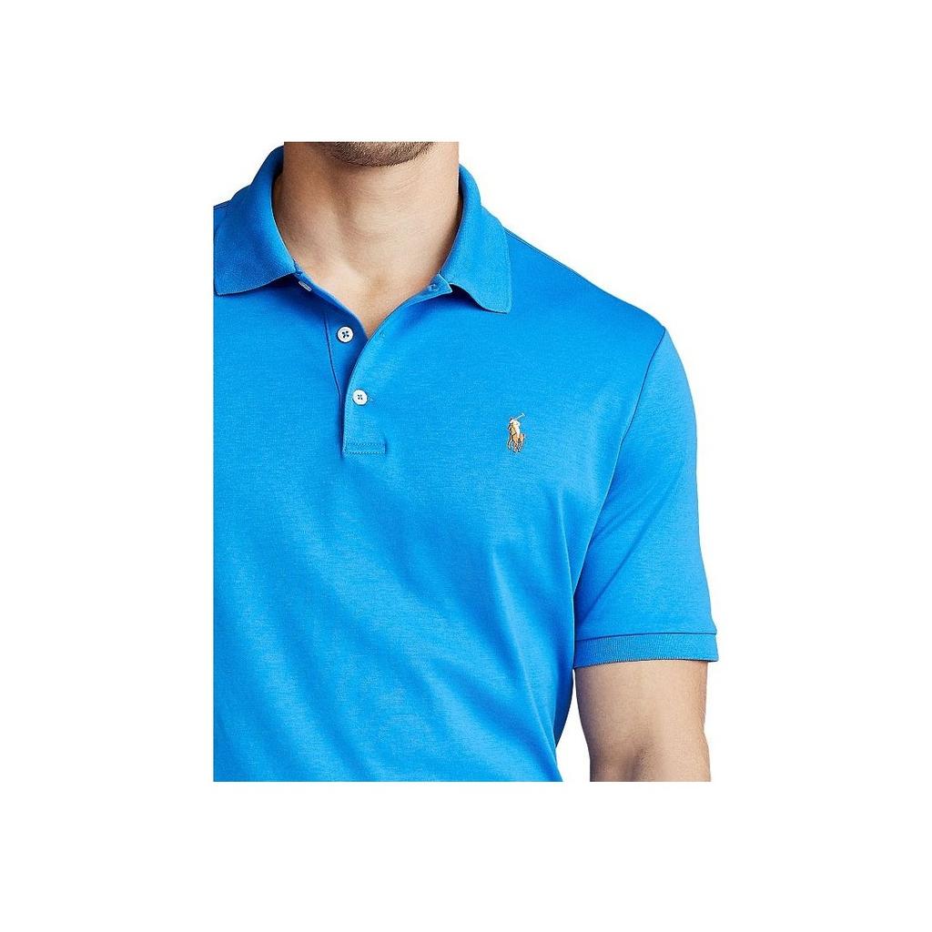 Polo Ralph Lauren Einfarbig Logo Bestickt Pullover Straight Fit Kurzarm Poloshirt Herren Oberteile Blau 710660606-063