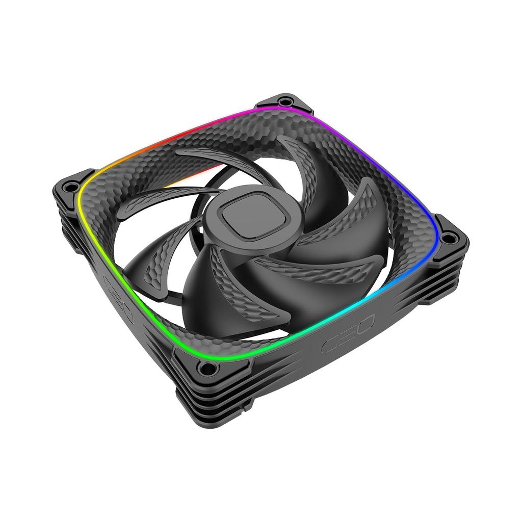 GEOMETRIC FUTURE 120mm ARGB Case Fan Squama 2503B Triple Pack with 7 Fan Official Japanese Distributor Ring-Shaped LED, Dimpled, Blades,