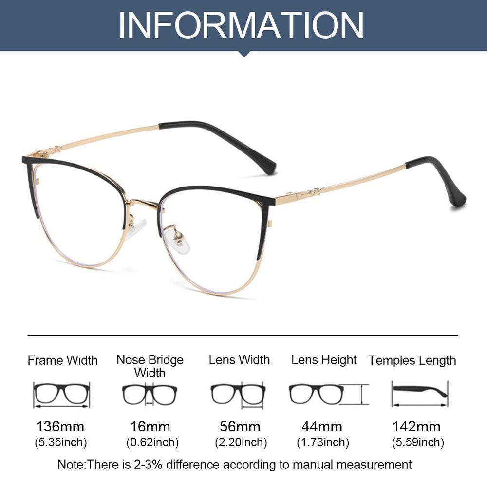 Designer Damer Metall Brilleinnfatninger Anti Blått Lys Briller Kvinner Retro Katteøye 0 Dioptri Optiske Brilleinnfatninger Vintage Kvinne