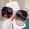 Fashion Geometric Women Sun Glasses With Gradient Pink Lenses And Uv400 Protection For Outdoor Activities