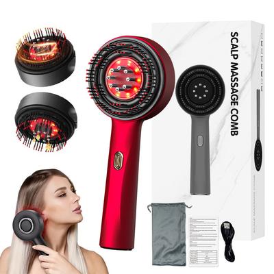 Electric Vibration Massage Comb Red Light Hair Follicle Comb Scalp Oil Liquid Applicator Head Massager Hair Growth Anti Loss