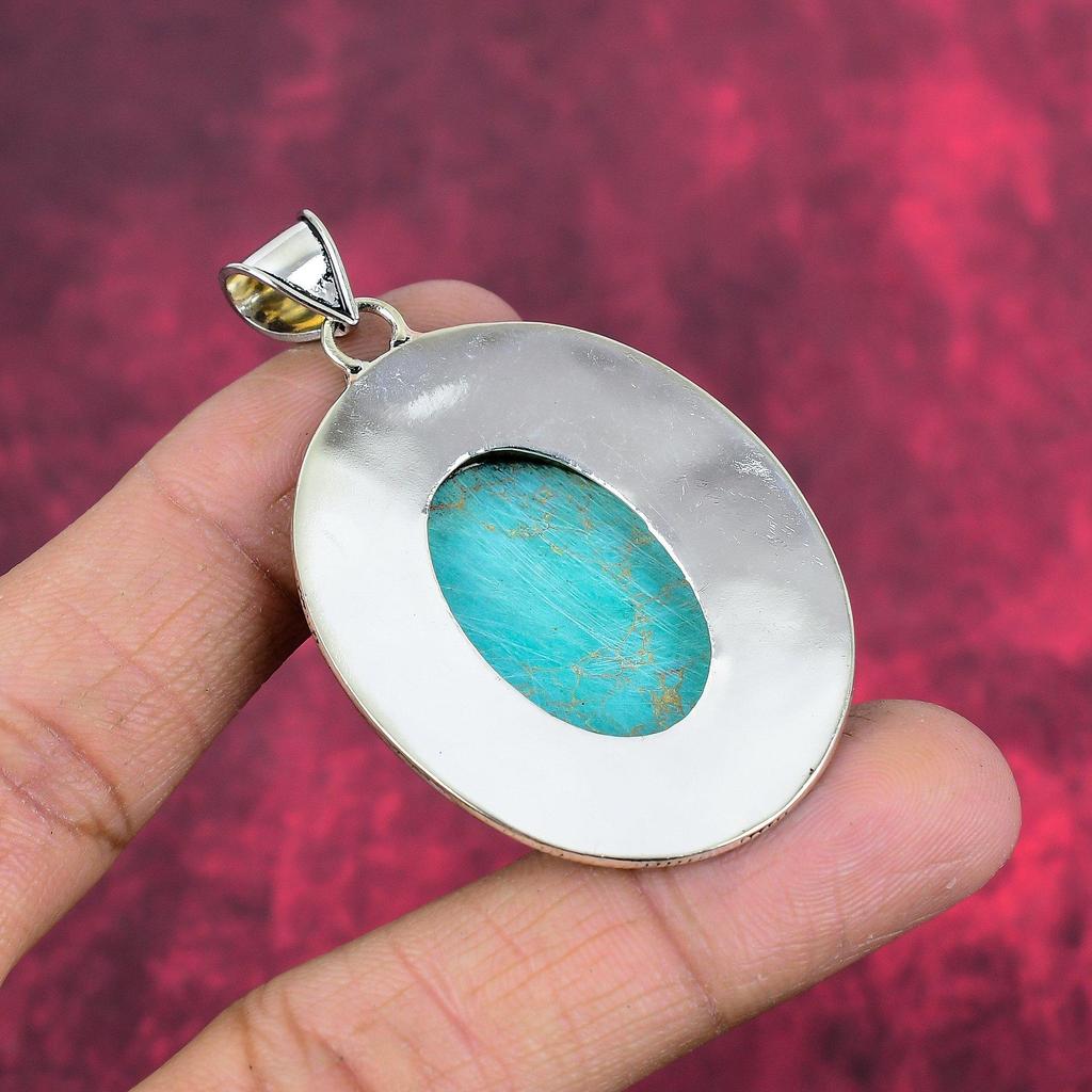 Arizona Turquoise Gemstone Pendant, 925 Solid Sterling Silver Pendant Jewelry, Handmade Antique Jewelry Gift For Mother