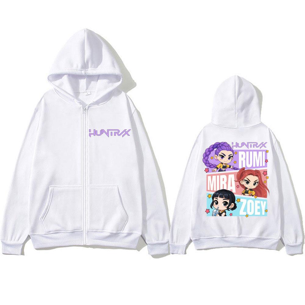 

Kpop Охотник на демонов Huntrix Мультяшные толстовки на молнии Милые аниме Мужские Женские Свитшоты Осень Зима Свободные флисовые пальто L
