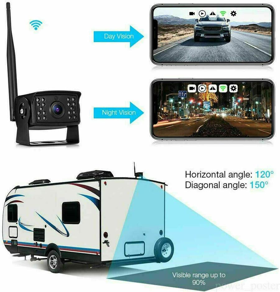 1296P Wireless Heavy Duty WIFI Reversing Parking Camera with 18 IR LEDs Night Vision IP69 Waterproof