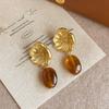 Tiger Eye Stone Earrings Alloy High End Ear Accessories Maillard Earrings Light Luxury Light Luxury Earrings For Gifts Daily