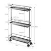 Yamazaki Slim Kitchen Cart, Black, Approx. W38 x D12 x H66cm, Tower [Assembly Required: Casters and Hooks Attached] 7152