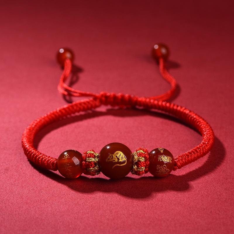 2026 Jahr des Pferdes Rotes Band Armband: Handgeknüpftes Rotes Seil für Tai Sui, Pferd, Ratte, Ochse und Hase