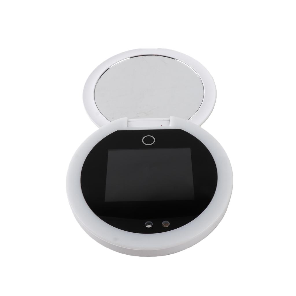 Specchio per Testare la Protezione Solare con Fotocamera Specchio Ingranditore 2X Specchio per Trucco Portatile con Luce LED per Viaggi Pelle