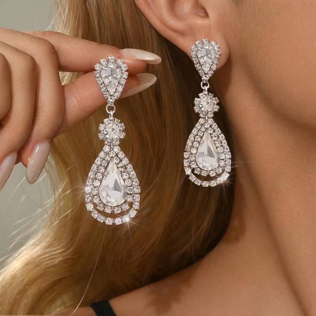 Европейские и американские атмосферные изысканные серьги-капли, усыпанные бриллиантами, легкий люксовый темперамент, оптом