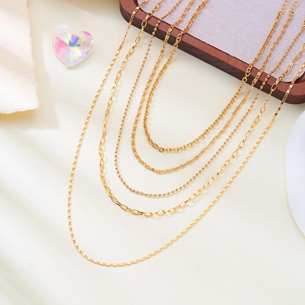 Geometric Multilayer Necklace Set For Women And Men With Copper Material And Stylish Design