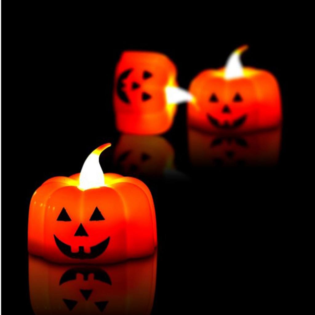 24pcs LED Pumpkin Lights Ghost Face Spider Web Decor Home Decorations Electronic Flameless Pumpkin T