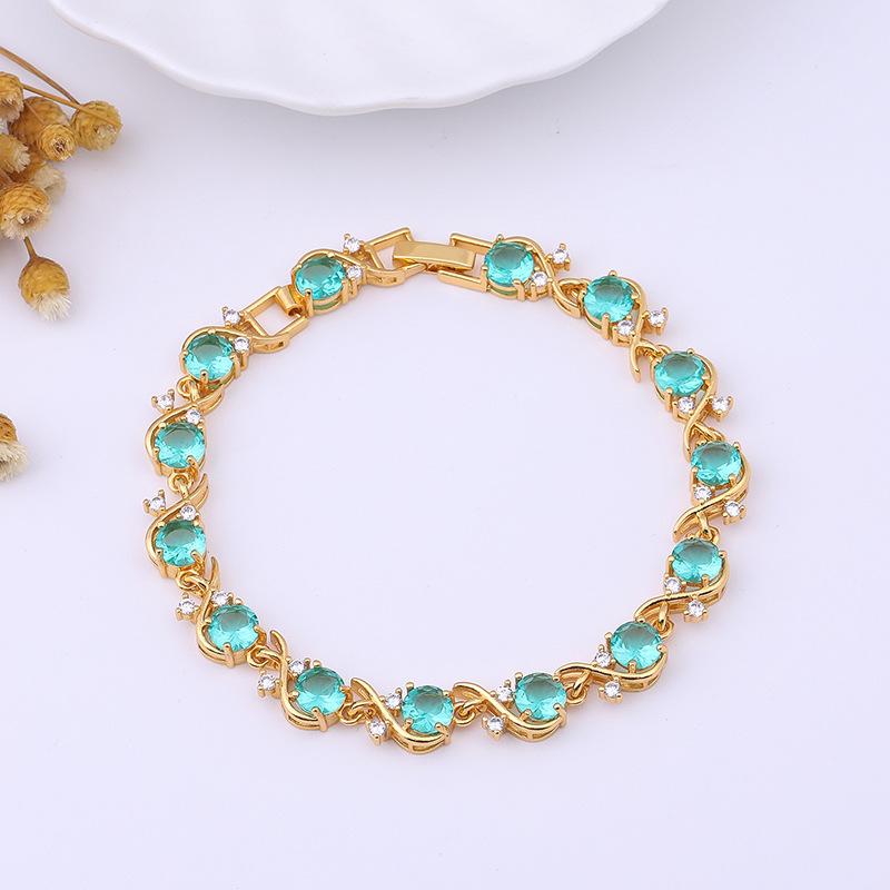 24K Hellgrüner Zirkon Damen Nischenarmband Klein Frisch Damenarmband