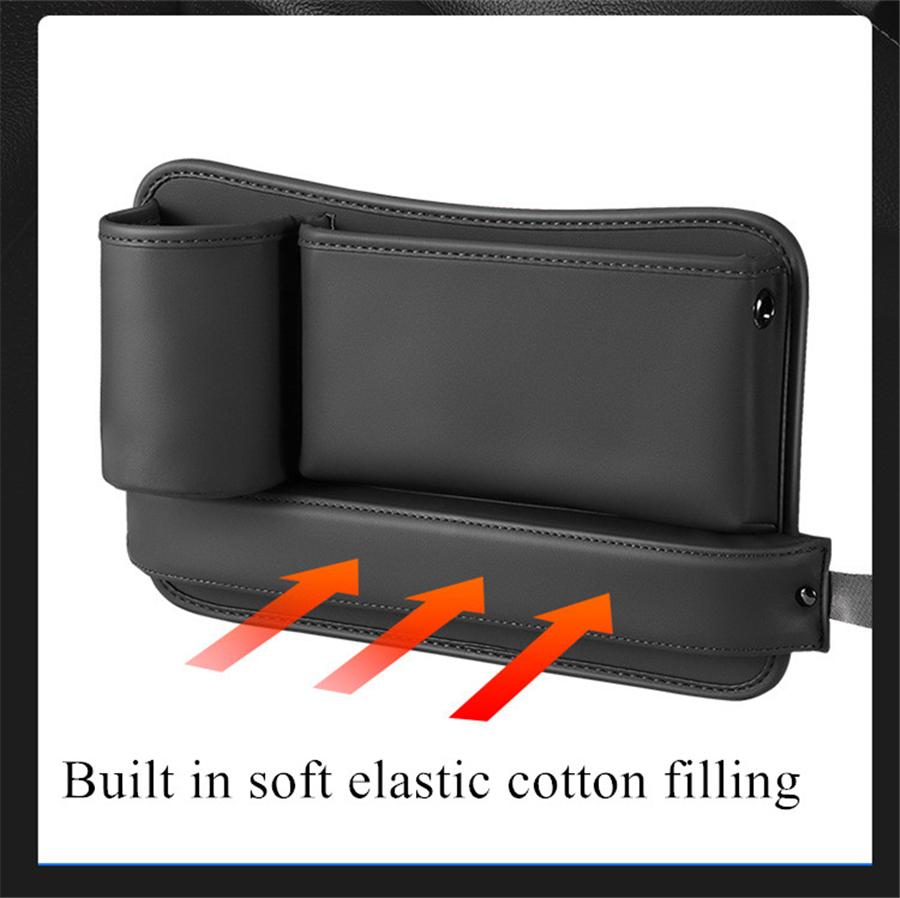 Left Side Car Console Side Seat Gap Crevice Filler Organizer Black w/Cup Holder
