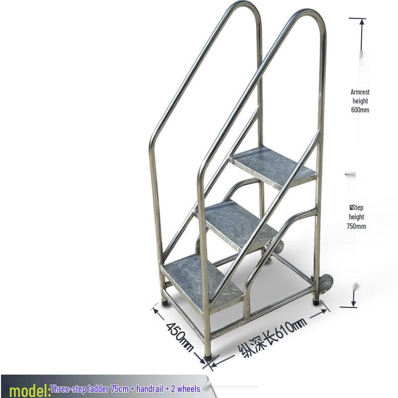 BuBuWen 3-Step Industrial Folding Ladder