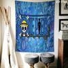 One Piece Straw Hat Pirates Wall Tapestry Aesthetic Wall Hanging Printed Fabric Blanket Decorative Tapestries For Bedroom Living Room Home Decor