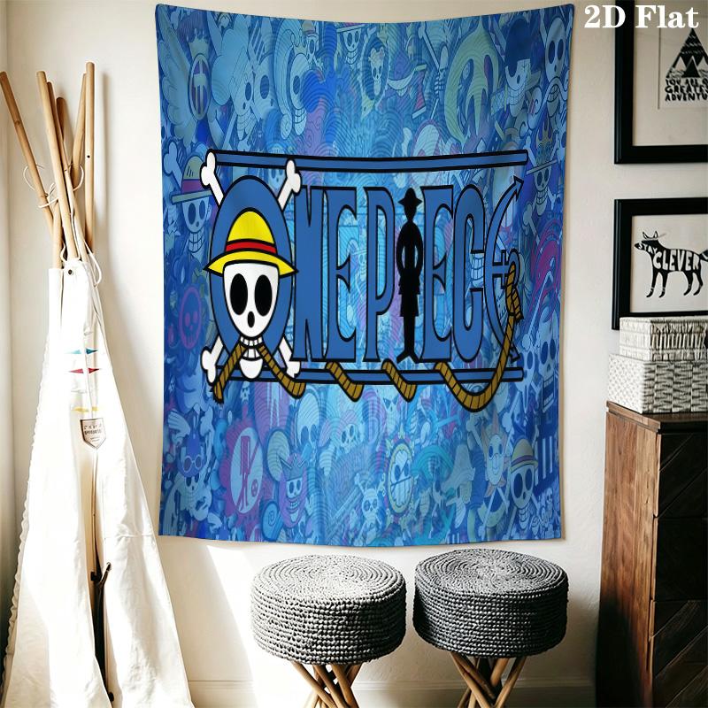 One Piece Straw Hat Pirates Wall Tapestry Aesthetic Wall Hanging Printed Fabric Blanket Decorative Tapestries For Bedroom Living Room Home Decor