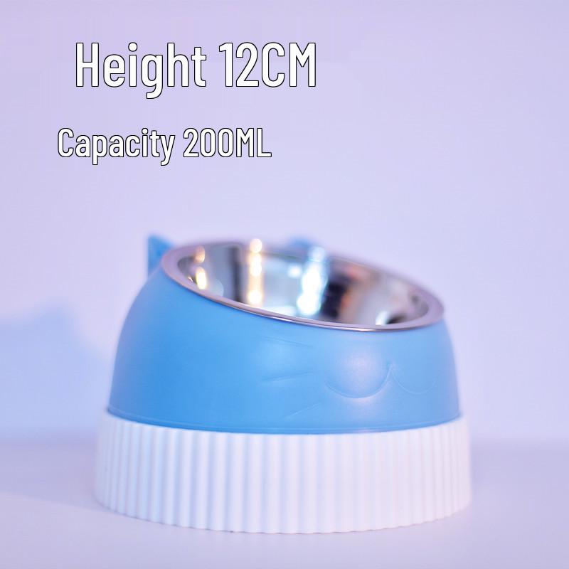 Elevated Stainless Steel & Ceramic Pet Bowls - Anti-Tip Design for Cats & Dogs, Protects Cervical Vertebrae, Double Bowl Set