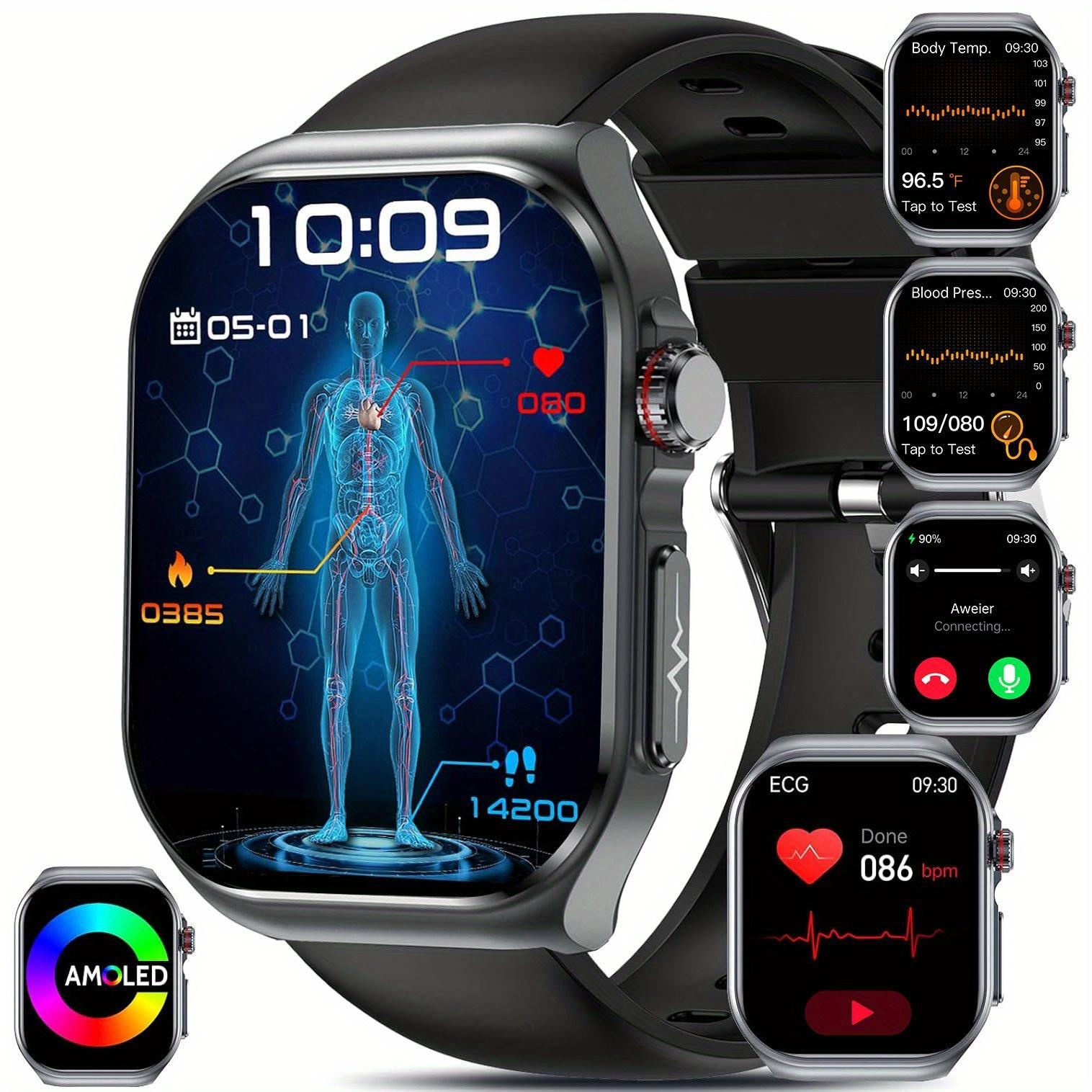 

Smartwatch AMOLED Display NFC Multi-Sport Modes Weather Forecast Voice Assistant Magnetic Charging Black Silicone Strap