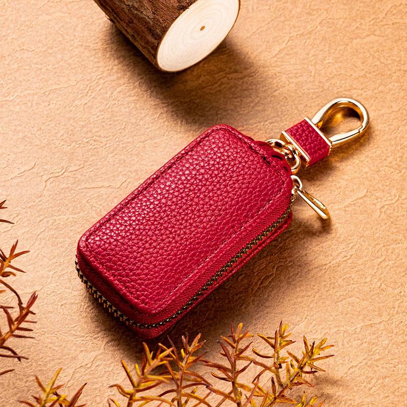 

Чехол для ключей из искусственной кожи, органайзер для ключей на молнии, сумка для ключей от машины, кошелек, брелок, простой чехол для ключей, сумка для мужчин и женщин, защитный чехол для ключей от машины красный